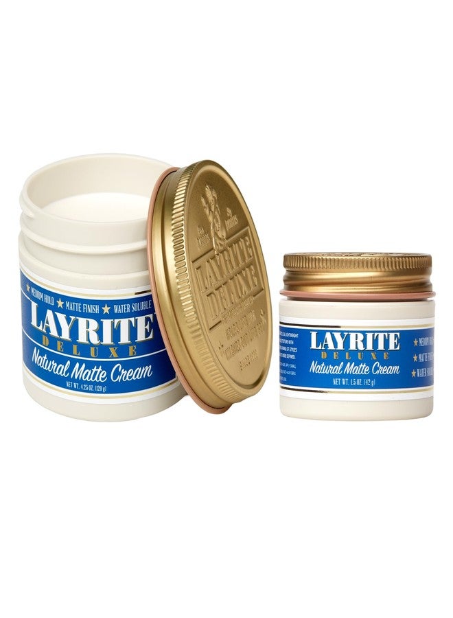 Layrite Deluxe Natural Matte Cream 4.25 oz and Natural Matte Cream 1.5 2 pack - Image 1